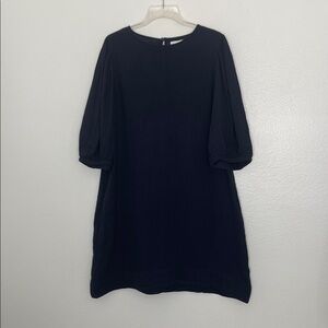 Velvet by Graham & Spencer Navy 3/4 Balloon Sleeve Gauzy Cotton Dress Size XL